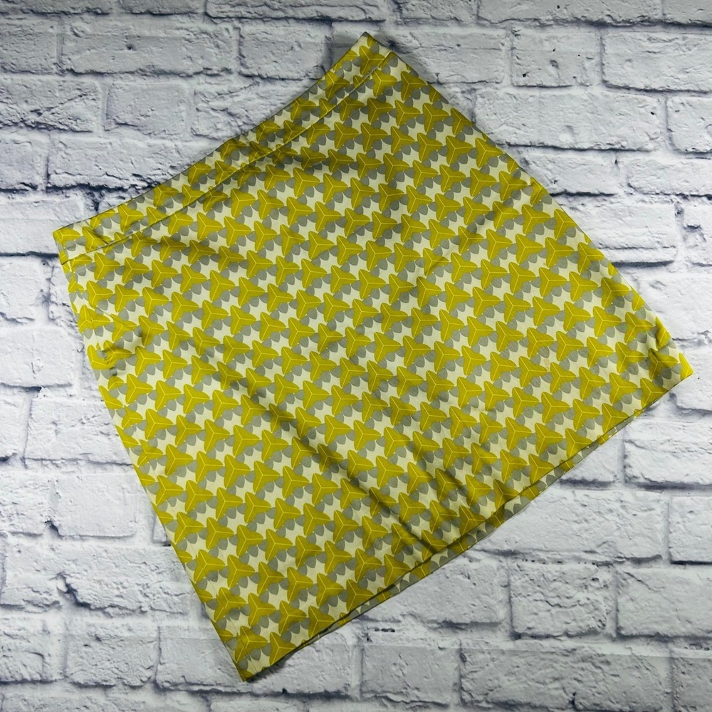 Banana Republic Milly Collection Skirt Womens 8 Lime Green Grey Geometric Mini